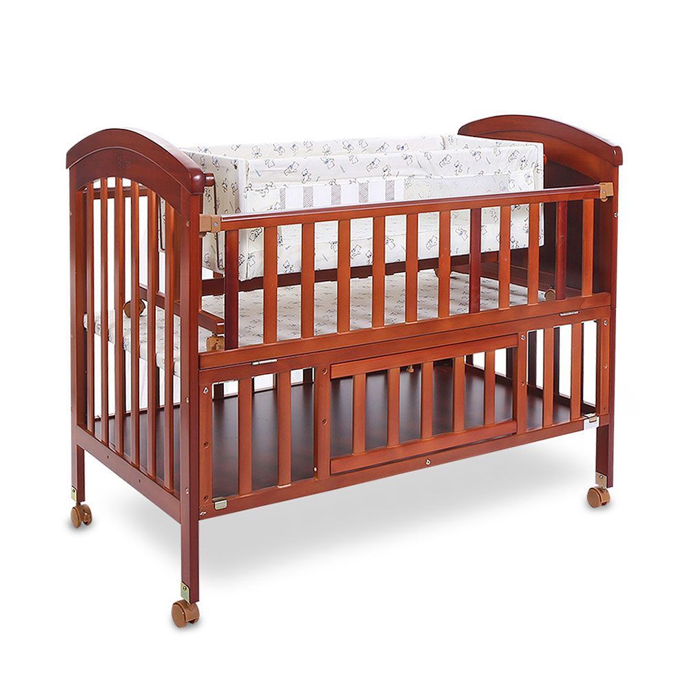 1335431-1 Tinnies Baby Wooden Cot With Storage, Brown, T902-021 - Image 1